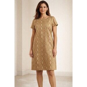 LAUREN RALPH LAUREN Ponte Stretch Python Snake Print Casual Dress Size XL LRL